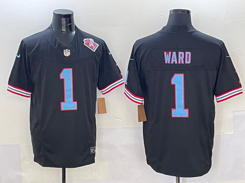 Men's Tennessee Titans Cameron Ward #1 Black Jersey Men's Tennessee Titans Cameron Ward #1 Black Jersey